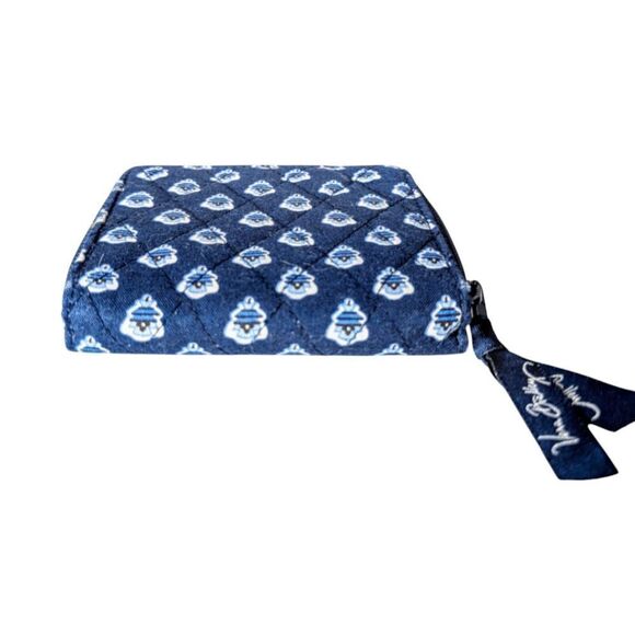 VERA BRADLEY Mini Bifold Zip/Snap Wallet In Nantucket Navy Blue Medallion - Picture 4 of 6